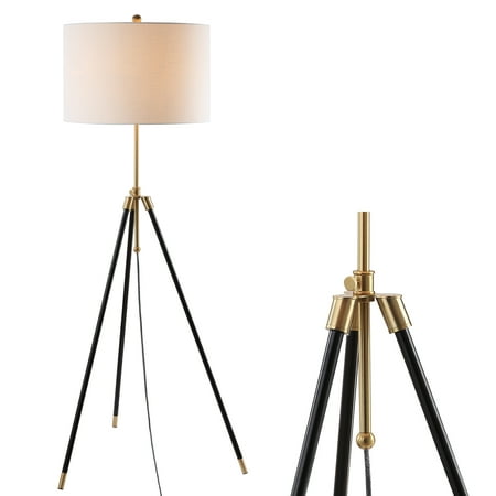 Lucius 67" Adjustable Metal LED Floor Lamp, Black/Brass