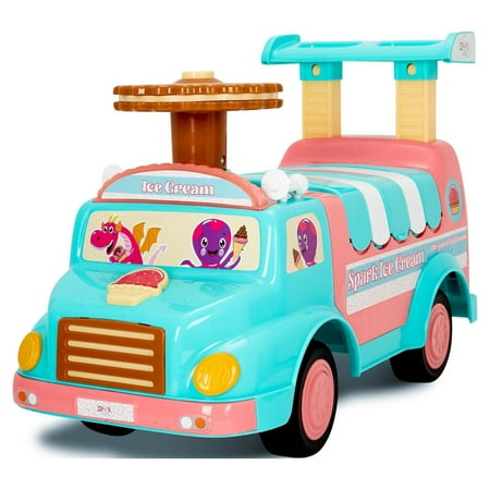 Spark Create Imagine Interactive Ice Cream Truck Push Ride-On Toy for Boys and Girls Ages 1-3 Years