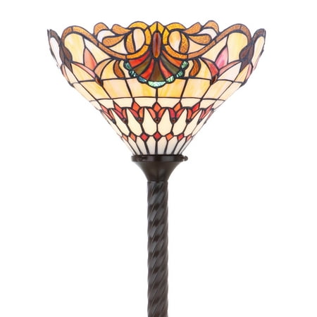 Davis Tiffany-Style 70" Torchiere LED Floor Lamp, Bronze