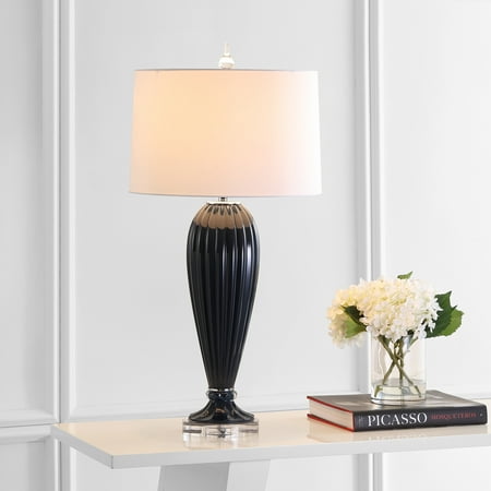 Delphine 32.5u0022 Glass/Crystal LED Table Lamp, Navy by JONATHAN Y