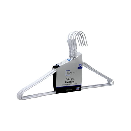Mainstays Durable Plastic Clothing Hangers, White, 10 Pack 
