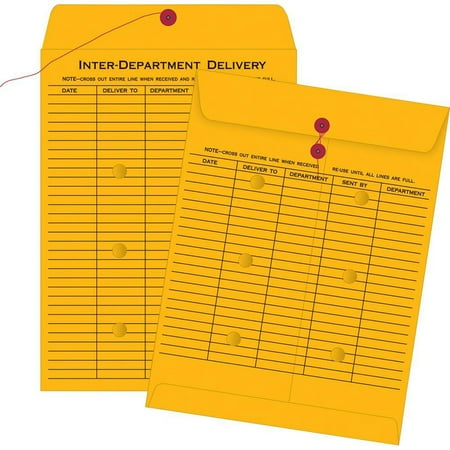 Quality Park Brown Kraft Kraft String & Button Interoffice Envelope - 100 Per Carton