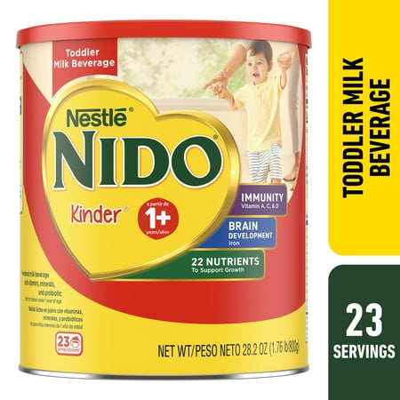 NIDO Kinder 1+ Powder Beverage Mix, Immunity Toddler Milk with Vitamins A, C, D, Iron to Support Growth, 28.2 oz Canister
