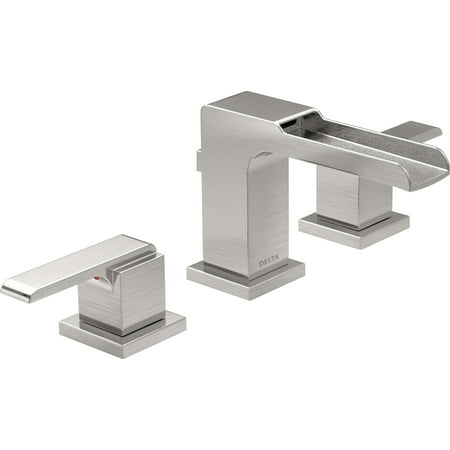 Delta Ara Two Handle Widespread Channel Bathroom Faucet, Stainless