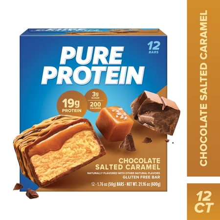 Pure Protein Bar, Chocolate Salted Caramel, 19g Protein, 12 Ct