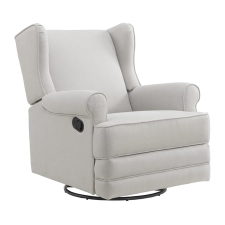 Oxford Baby Teegan Upholstered Glider Recliner Rocking Chair 360° Swivel for Nursery and Living Room – Sand