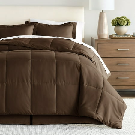 Noble Linens 8-Piece Chocolate Bed in a Bag Microfiber Bedding Set, Twin