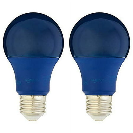 Basics 60 Watt Equivalent, Non-Dimmable, A19 LED Light Bulb | Blue, 2-Pack