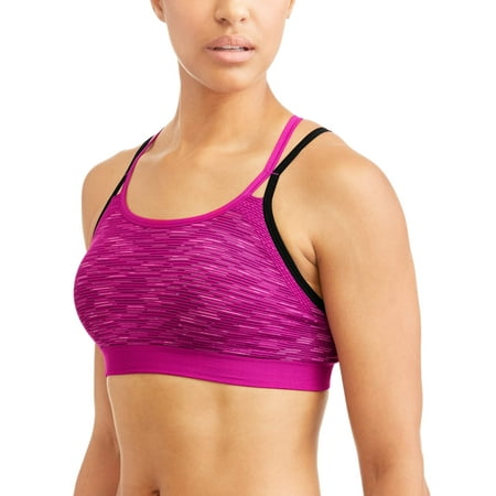 Women's Active Seamless Striped Sports Bra With Open Strappy Back