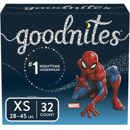 Goodnites Boys Bedwetting Underwear, XS, 32 Ct