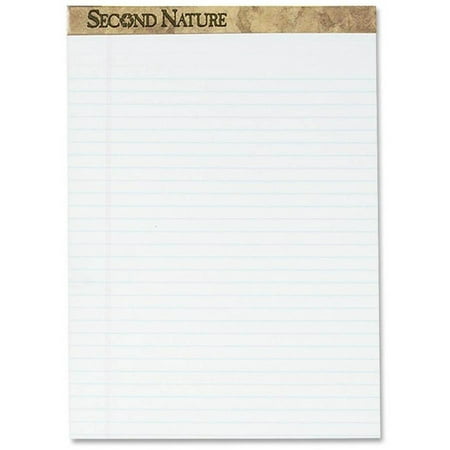 TOPS8 1/2 x 11 3/4 Second Nature Recycled Pad, Legal Margin/Rule, Letter- White (50-Sheet, 12pk)