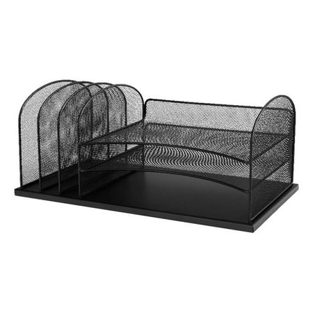 Safco Onyx Metal Desk Organizer w/ 3 Horizontal & 3 Upright Sections in Black