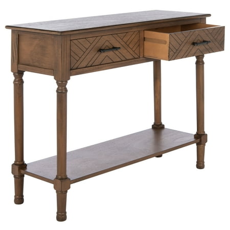 SAFAVIEH Peyton French 2-Drawer Brown Wood Rectangle Console Table (35.5 in. W x 13 in. D x 29.5 in. H)