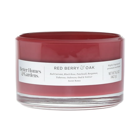 Better Homes & Gardens 16oz Red Berry & Oak Scented 3-wick Dish Candle