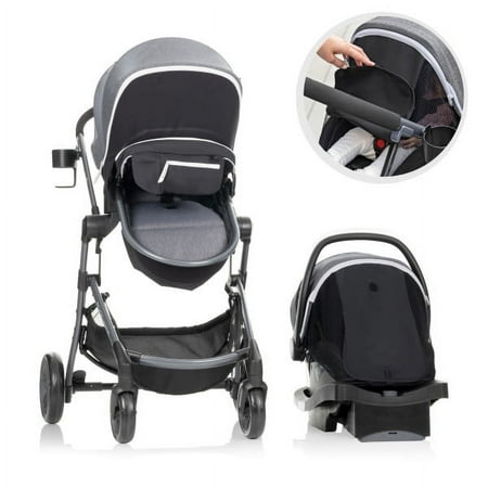 Evenflo Pivot Vizor Travel System with LiteMax Infant Car Seat (Chasse Black), Unisex