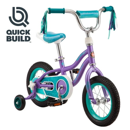 Schwinn Hopscotch Quick Build Kids Bicycle Bike, 12 In. Wheels, Smart Start Steel Frame, Easy Tool-free Assembly, Purple