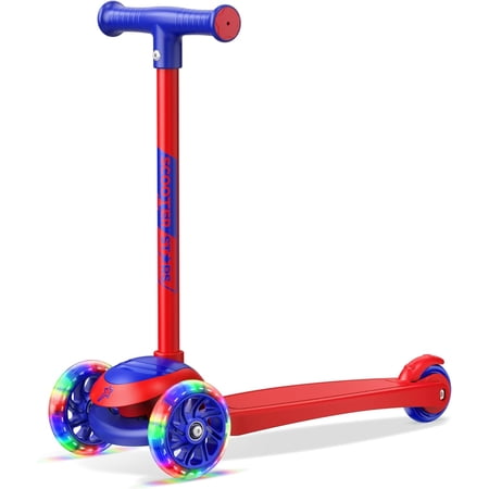 Scooter Stars 3-Wheel Kids Scooter with Light-Up LED Front Wheels, Wide Anti-Slip Deck, Rear Foot Brake, Lean-to-Steer Ride-On Toy