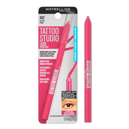Maybelline Tattoo Studio Sharpenable Gel Pencil Waterproof Longwear Eyeliner, Ultra Pink
