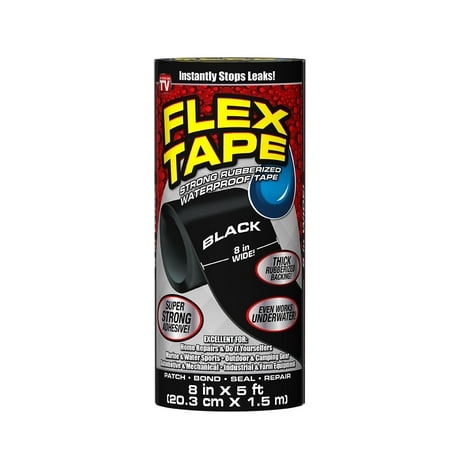 Flex Tape Strong Rubberized Waterproof Tape, 8 Inchses x 5 Feet, Black