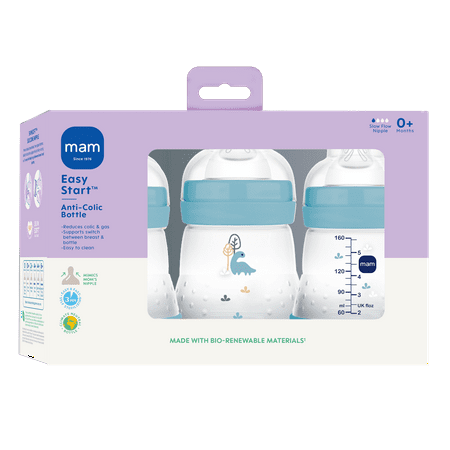 MAM Easy Active, Anti Colic Matte Bottle, 5oz Boy 3 Pack
