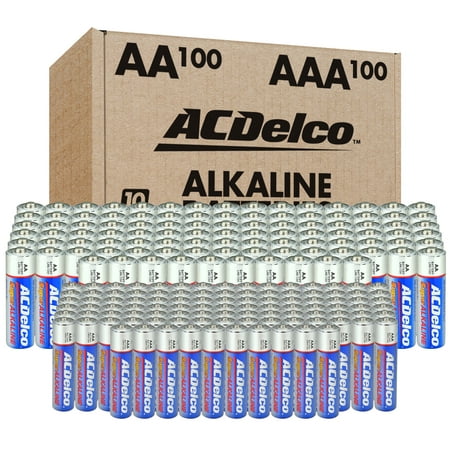 ACDelco AA and AAA Super Alkaline Batteries, 100-Count of AA and 100-Count of AAA, 1.5volt Combo Pack