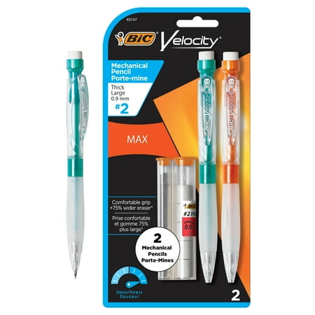 BIC Velocity Max Mechanical Pencil, Thick Point (0.9 mm), 2-Count