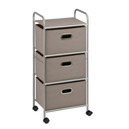 Honey-Can-Do 3-Drawer Fabric Rolling Storage Cart, Gray
