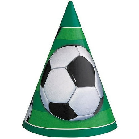 Unique Industries Assorted Colors Soccer Birthday Party Hats, 8 Count
