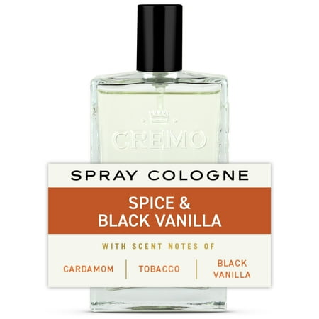 Cremo Men's Cologne Spray, Spice & Black Vanilla Scent, 3.4 fl oz