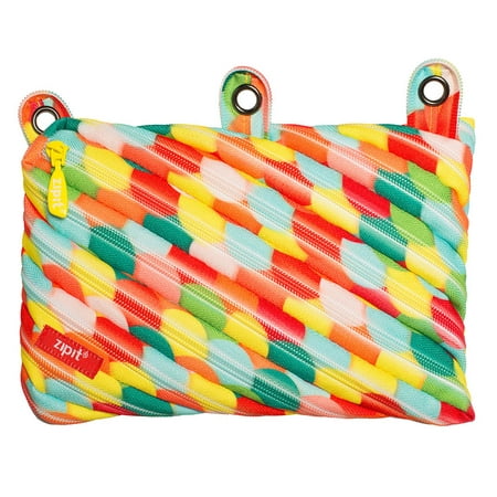 ZIPIT Colorz 3-Ring Binder Pencil Pouch for Boys and Girls, Large Capacity, Holds up to 60 Pens, Made of One Long Zipper! (Large Bubbles)