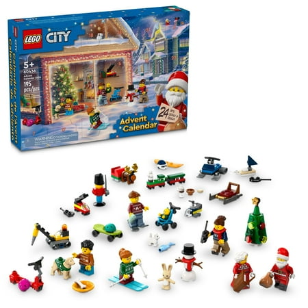 LEGO City 2024 Advent Calendar, Countdown Holiday Gift for Ages 5 and Up, Miniature Christmas Figures, 60436