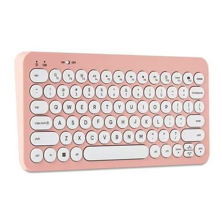 onn Backlit Mini Wireless Office Keyboard with USB Receiver, Pearl Blush Pink