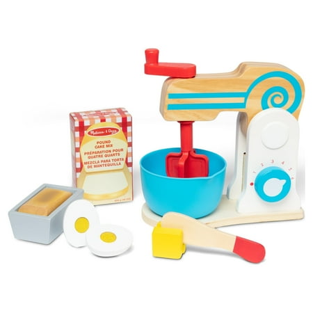 Melissa & Doug Mixer Wooden Make-a-Cake Set (11 Pieces) - Play Food and Kitchen Accessories - FSC Certified Wood