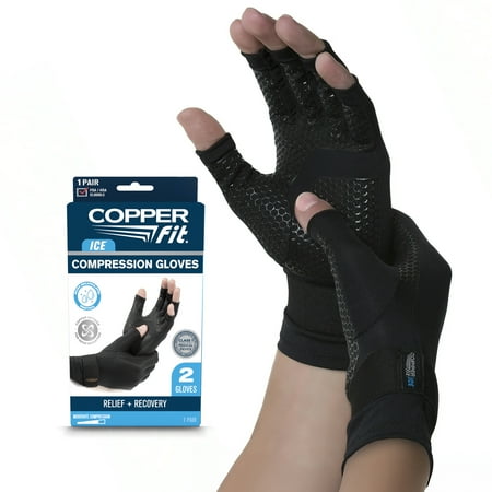 Copper Fit ICE Compression Gloves | Menthol Infused | Swelling, Arthritis | 1 Pair, Large/XL
