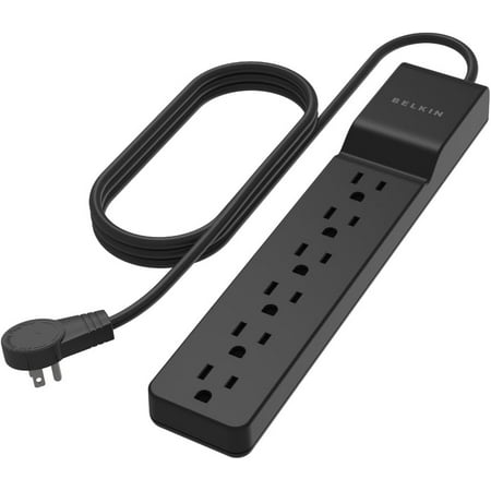 Belkin 6-Outlet Surge Protector, 6ft Cord, Rotating Plug, 600 Joules, Black