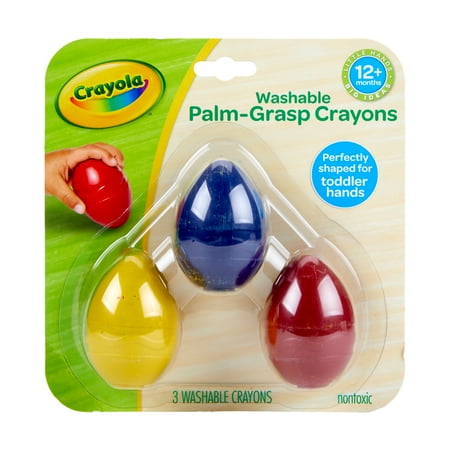 Crayola Palm Grasp Crayons, Egg Crayons, Coloring Gift for Toddlers, 3 Count Adaptive Crayons