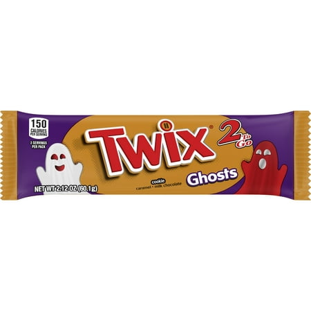 Twix Caramel Ghosts Halloween Chocolate Cookie Candy Bars 2 To Go-2.12oz