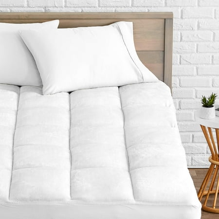 Bare Home Solid Print Mattress Pad, King, Pillowtop