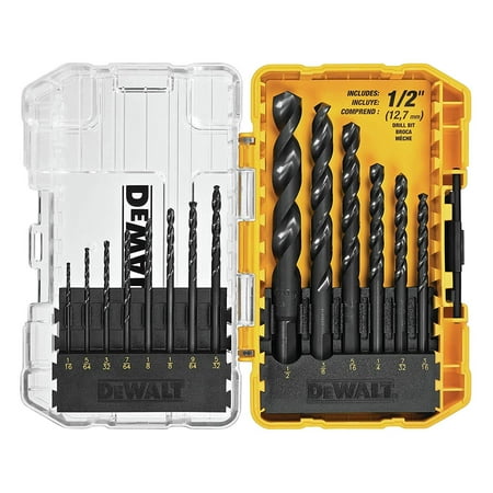 DEWALT 14-Piece Assorted Black and Gold Coated HSS Jobber Length Twist Drill Bit Set