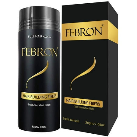 Febron Premium Hair Building Fibers (BLACK) 1.06oz/30g - Hair Fibers For Thinning Hair