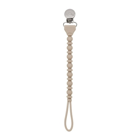 Itzy Ritzy Sweetie Strap Beaded Silicone Pacifier Clip, Unisex, Toast