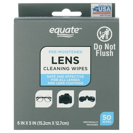 Equate Pre-Moistened Lens Cleaning Wipes, 50 Count