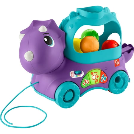 Fisher-Price Poppin’ Triceratops Dinosaur Interactive Musical Learning Toy for Ages 12 to 36 Months, 4 Balls