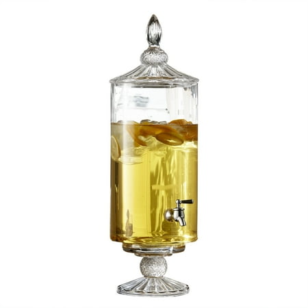 Fifth Avenue Crystal, Clear Glass Beverage Dispenser with Leak Proof Acrylic Spigot, 2-Gallon