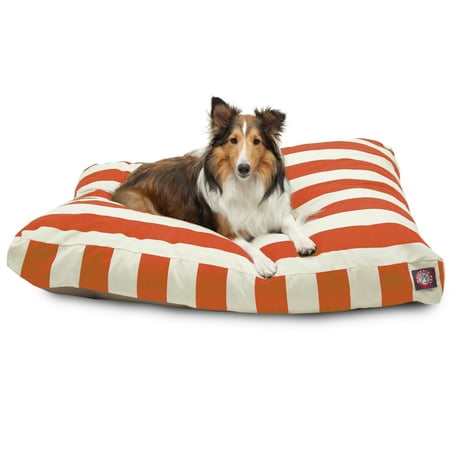 Majestic Pet | Vertical Stripe Rectangle Pet Bed For Dogs, Removable Cover, Burnt Orange, Large