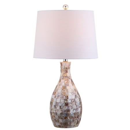 Verna 26.5u0022 Seashell LED Table Lamp, Ivory/Beige