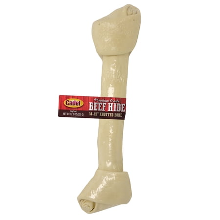 Cadet Rawhide Knotted Dog Bones for Large Dogs, Single Ingredient Dog Treats, 14 Inch, 1 Count