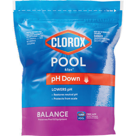 Clorox Pool&Spa pH Down, Reduces pH in Swimming Pools, 5 lb Bag, Granules