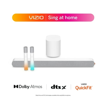 VIZIO MicMe 2.1 Karaoke Soundbar, 2 Wireless Microphones, Wireless Subwoofer w/ Dolby Atmos, DTS:X, Bluetooth — SK210X-0805 (New)