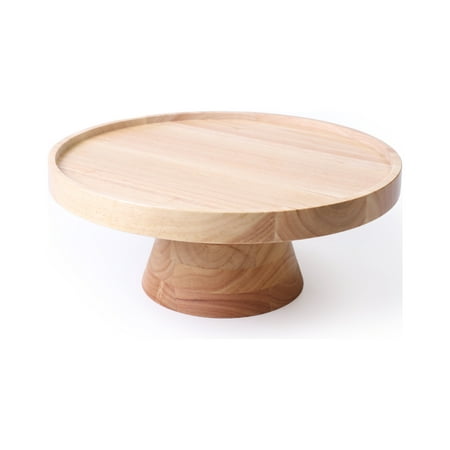 Better Homes & Gardens Rubber Wood Cake Stand, 12.52IN Dia x 5IN H, 3.9 lb, Natural Wood Color